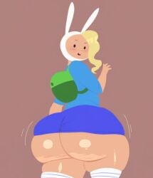 1girls adventure_time ass backpack big_ass blonde_hair bottom_heavy bubble_butt clothing crossnsfw dat_ass fat_ass female female_only fionna_and_cake fionna_the_human_girl hat huge_ass large_ass looking_at_viewer looking_back shirt skirt solo thick_ass