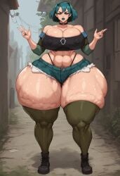 1girls ai_generated alternate_body_type alternate_breast_size alternate_costume ass_bigger_than_head ass_focus bbw big_ass big_breasts big_butt black_hair blue_hair bottom_heavy breasts bubble_butt cartoon_network cellulite child_bearing_hips corruptedvisions curvaceous curves curvy curvy_body curvy_female curvy_figure curvy_hips dat_ass dumptruck_ass dumptruck_butt fat_ass fat_butt fat_thighs female female_only gigantic_ass gigantic_breasts goth gwen_(tdi) hi_res high_resolution highres hips hips_wider_than_shoulders hourglass_figure huge_ass huge_breasts human hyper large_ass large_breasts large_butt large_thighs massive_breasts massive_thighs mommy overweight overweight_female plump shiny_skin skull_crushing_thighs smug smug_expression smug_face stable_diffusion thick_ass thick_legs thick_thighs thighs thong top_heavy top_heavy_breasts total_drama_island two_tone_hair voluptuous voluptuous_female wide_hips