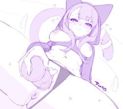 1girls animal_ears arknights censored chunta female masturbation pepe_(arknights) sketch tail