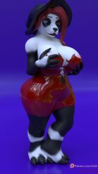 3d_(artwork) anthro ass bear big_breasts big_butt blizzard_entertainment breast_expansion breasts clothed clothed_anthro clothed_female clothing curvy_anthro curvy_figure digital_media_(artwork) dress dress_inside_ass expansion female giant_panda hair hat headgear headwear heterochromia hi_res latex latex_clothing latex_dress magic_user mammal nipple_slip pandaren red_hair skimpy skimpy_dress solo thick_thighs tight_clothing tight_dress warcraft wide_hips witch witch_costume witch_hat xelli