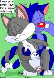 2000 animaniacs anthro blue_body blue_fur bodily_fluids breast_grab breasts clitoris domestic_cat duo entwined_tails felid feline felis female female_penetrated flying_sweatdrops fur furrball genitals gloves_(marking) grey_body grey_fur hand_on_breast hi_res kthanid_(artist) leg_markings male male/female male_penetrating male_penetrating_female mammal markings nipples penetration penile penile_penetration penis penis_in_vagina pink_nipples pink_nose pussy red_nose rita_(animaniacs) sex socks_(marking) sweat sweatdrop tail tail_coil tiny_toon_adventures vaginal_penetration warner_brothers