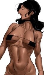 artrextino beautiful beautiful_face belly_button big_nose bikini bikini_top bikini_top_only black_bikini black_bikini_top black_hair bottomless bottomless_female breasts brown_skin brown_skinned_female choker collarbone color colored dark_skin dark_skinned_female eyes_closed front_view groin hips hooked_nose looking_away medium_breasts navel no_panties nose nose_hook out_de_ side_view skinny skinny_female tattoo tattoo_on_arm thin thin_female thin_waist underboob wide_hips