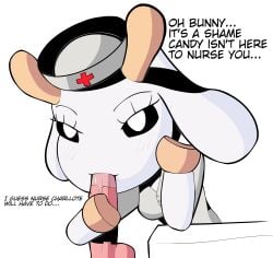 anonymous_artist anthro blowjob bunny_maloney bunny_maloney_(character) charlotte_(bunny_maloney) clothed clothing dialogue english english_text female furry goat goat_horns male nurse nurse_cap nurse_clothing nurse_hat nurse_uniform penis request requested sucking sucking_penis tagme