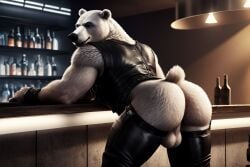 adam360 ai_generated anthro ass bar bear biker bum chaps furry leather polar solo_male vest