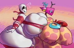 2girls antennas areola_slip breasts crude-iba duo female female_only gangle_(feitadenectar) gangle_(tadc) gangle_(the_amazing_digital_circus) gangle_with_a_body glitch_productions grey_areola huge_ass huge_breasts mask masked masked_female ribbons shape_head tagme the_amazing_digital_circus white_body zooble_(tadc) zooble_(the_amazing_digital_circus)