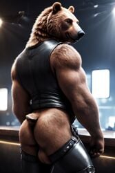 ai_generated ass, balls, bear, bottomless, bum, chaps furry vest,