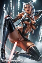 ahsoka_tano ai_generated alien alien_girl alien_humanoid anal anal_sex anus ass belly belly_button belly_button_piercing big_ass big_breast blue_eyes blush blush clone_wars clothed clothed_female clothing face_mark face_marks female female_only fingerless_gloves hand_behind_head hand_on_thigh headwear heels hourglass_figure klexyai leather leather_bra leather_clothes leather_clothing leather_legwear leather_skirt lightsaber lightsaber_in_ass looking_down looking_down_at_viewer makeshift_dildo makeshift_sex_toy marking markings markings_on_face mostly_clothed mostly_clothed_female neckwear no_panties open_mouth open_mouth orange_skin partially_clothed partially_clothed_female patreon patreon_username pubic_hair pussy shiny shiny_skin showing_teeth skirt skirt_pull solo solo_female squat squatting star_wars togruta upskirt voluptuous voluptuous_female