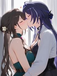 2girls acheron_(honkai:_star_rail) ai_generated gotsuura honkai:_star_rail honkai_(series) hoyoverse kissing lesbian_kiss ruan_mei_(honkai:_star_rail) yuri