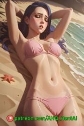 1girls ahq_hentai ai_generated arcane arcane_caitlyn bikini blue_hair blush breasts caitlyn_kiramman cameltoe cowboy_shot laying_down league_of_legends medium_breasts patreon perfect_body sleeping stable_diffusion wet