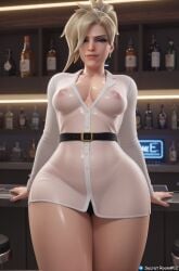 1girls 3d ai_generated big_hips blizzard_entertainment blue_eyes blurry_background breasts curvy curvy_figure female female_only front_view looking_at_viewer mercy milf nipples overwatch overwatch_2 panties pony_diffusion_xl secret_room12 shiny_skin short_hair solo stable_diffusion standing thick_hips video_game video_game_character video_games waifu wide_hips