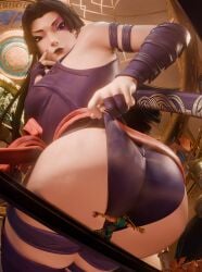 adjusting_clothes asian asian_female ass ass_bigger_than_head ass_cleavage ass_focus black_hair crushing crushing_tiny_person dominant domination facepaint facesitting facesitting_through_clothes female female_domination female_focus fortnite giantess glass_facesitting huge_ass iron_fist iron_fist_(marvel_rivals) looking_at_viewer looking_back marvel massive_ass polyphius psylocke psylocke_(fortnite) psylocke_(marvel_rivals) purple_eyes sitting_on_glass sitting_on_person steaming_body steamy sword thick_ass thick_thighs thighs wedgie wrapped