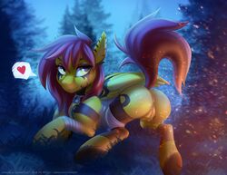 2018 anus day detailed_background digital_media_(artwork) equine eyelashes fan_character female fur grass hair heart hooves mammal my_little_pony outside pegasus purple_hair pussy smile solo tril-mizzrim wings yellow_eyes