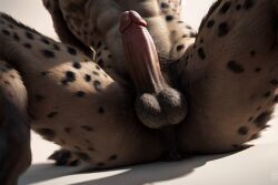 ai_generated balls, closeup erection, furry hyena, tagme,