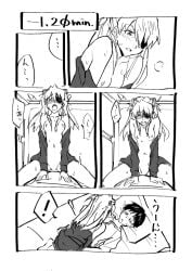 asuka_langley_sohryu blush comic comic_page exclamation_point female_on_top female_rapist functionally_nude male_rape_victim malesub moaning_in_pleasure moaning_on_cock neon_genesis_evangelion reverse_rape riding sex shinji_ikari shocked sleep_molestation sleep_rape sleeping translation_request yippeekiy