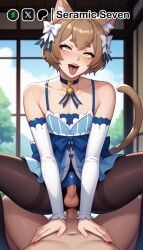 2boys 2d ai_generated anal anal_insertion anal_sex anal_sex blue_clothing cat_ears cat_tail catboy choker cowgirl_position felix_argyle femboy femboy_focus femboy_on_male femboy_on_top femboy_penetrated feminine_male gay looking_at_viewer male male_on_femboy male_only male_penetrating_femboy male_pov pov pov_male re:zero_kara_hajimeru_isekai_seikatsu seramic_seven sex sexual_intercourse yaoi yellow_eyes