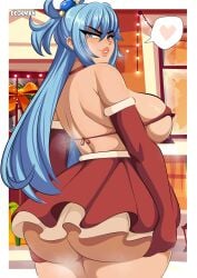 1girls aqua_(konosuba) ass breasts deckman female female_focus female_only kono_subarashii_sekai_ni_shukufuku_wo! large_ass large_breasts large_butt light-skinned_female light_skin looking_at_viewer looking_back mrdeck thighs