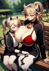 2025 2girls ai_generated antro breast_fondling breast_size_difference breast_suck breastfeeding breasts_bigger_than_head cow_girl curvy_milf female_focus female_only huge_breasts human_on_anthro humanoid lactating le_style_anon milf milk sucking_huge_breast taller_girl thick_thighs voluptuous_female woman_sucking_breast yiff young_woman young_woman_and_milf yuri