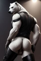 ai_generated ass, balls, bear, bottomless, bum, chaps furry polar vest,