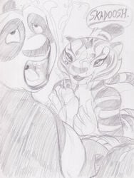 anthro cum cumshot feline female fur furry kung_fu_panda liquidmark male master_tigress orgasm panda po sketch tiger