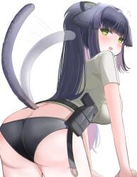 1girls arknights ass female female_only green_eyes jessica_(arknights) panties spam_(spamham4506) tail wagging_tail