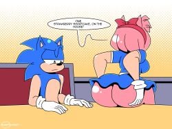 1boy 1girls amy_rose anthro ass big_ass bubble_butt dat_ass fat_ass female hedgehog huge_ass ineptoutcast large_ass looking_at_ass male no_panties png presenting presenting_hindquarters sonic_(series) sonic_the_hedgehog sonic_the_hedgehog_(series) thick_ass thick_thighs unamused waitress wide_hips