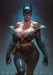 amandovakin batman batman_(series) batwoman dc_comics genderswap_(mtf) huge_breasts latex muscular_female