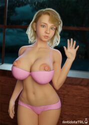 3d antidotetrl blonde_hair blue_eyes emma_myers enid_sinclair female female_only huge_areolae huge_breasts huge_nipples lingerie looking_at_viewer partially_clothed self_upload the_addams_family voluptuous voluptuous_female waving_at_viewer wednesday_(netflix) young