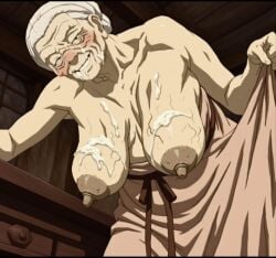 ai_generated avatar_the_last_airbender big_areolas big_breasts big_nipples blush blushing_female cum_on_breasts cum_on_face cumshot_on_chest cumshot_on_face elderly elderly_female erect_nipples exposed_breasts gilf grandmother granny grey_hair hand_on_desk leaning_forward left_alone_after_sex lifting_skirt lo_and_li long_breasts matronai_(artist) nightgown old_woman posing_for_picture posing_for_the_viewer pulled_down_top sagging_breasts saggy_breasts smiling solo_focus solo_male used wrinkles