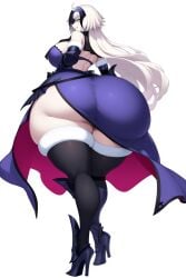 ai_generated blank_background fat_ass fate/grand_order fate_(series) goldencum34 high_heels hips_wider_than_shoulders huge_ass huge_butt huge_thighs jeanne_d'arc_(alter)_(fate) looking_at_viewer looking_back massive_ass massive_butt sideboob wide_hips