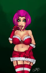 1futa big_breasts breasts candy_cane christmas corset cum elwinne futa_only futanari garter gloves gnome hair intersex large_breasts licking light_skin mianette pink_hair pinup precum skirt solo stockings tights world_of_warcraft wow