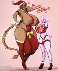 anthro christmas christmas_lights clothes dark_skin demon dickgirl eraina futanari goat hooves horns huge_balls huge_boobs huge_cock hyper_penis lingerie lumystical nalia_(lumystical) red_hair smile stockings tagme tail tattoos text wide_hips