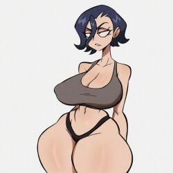 ai_generated big_breasts civitai curvy desrozza female_only perrin_(pokemon) solo thick_thighs valbun_style voluptuous_female white_background wide_hips