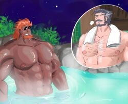 bara beard body_hair duessel_(fire_emblem) facial_hair fire_emblem fire_emblem_heroes male male_only muscles muscular nintendo nude sauna surtr_(fire_emblem) tugfx8