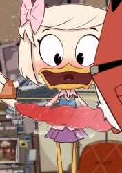 anthro blush clothed disney duck ducktales ducktales_(2017) furry incest penis ribbon scrooge_mcduck short_hair webby_vanderquack