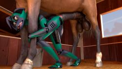 16:9 3d_(artwork) 4k absurd_res ambiguous_penetration animal_genitalia animal_penis animatronic anthro anthro_focus anthro_on_feral anthro_penetrated balls barn bent_over big_balls big_penis blue_body brown_body brown_eyes brown_fur bucket canid canine canis container digital_media_(artwork) domestic_dog duo ears_down equid equine equine_genitalia equine_penis erection female female_anthro female_focus female_penetrated feral feral_penetrating feral_penetrating_anthro feral_penetrating_female fox fur genitals german_shepherd green_body hay herding_dog hi_res hooves horse huge_cock hybrid machine male male/female male_feral male_penetrating male_penetrating_anthro male_penetrating_female mammal nervous nude nude_anthro nude_female open_mouth pastoral_dog penetration penile penile_penetration penis pivoted_ears questionable_consent robot robot_anthro sex sharp_teeth sofy_lauren_foxlott solo_focus source_filmmaker_(artwork) stable tail teeth vein veiny_penis watermark widescreen window zelyonka zoophilia