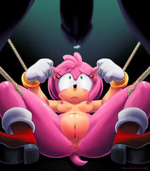 5_fingers :( amy_rose anus ass bdsm blue_background blush bondage boots breasts eyelashes female footwear forced gloves green_eyes hedgehog imminent_rape kusarikami legs_held_open lipstick looking_up makeup male mammal navel nipples nude penis precum presenting pussy rape restrained rings rope sega sex sex_slave shiny sonic_(series) sonic_team spread_legs straight tail text tied vagina vulnerable