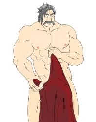 balls bara big_penis bulge facial_hair fire_emblem fire_emblem_echoes:_shadows_of_valentia flaccid male male_only muscles muscular mycen_(fire_emblem) nintendo penis solo solo_male tugfx8