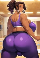 1dickgirl 1futa 1futanari ai_generated ass_focus brown_hair bulge bulge_through_clothing chubby chubby_female chubby_futanari dark_skin dark_skinned_female dark_skinned_futanari dickgirl futa_only futanari heavy_breathing huge_ass huge_breasts huge_thighs ponytail purple_sports_bra purple_yoga_pants sagging_balls sagging_testicles seductive_eyes seductive_look seductive_smile solo_focus sports_bra steaming_body sweat sweatdrop thick_thighs wavy_hair yoga_pants yoga_pants_bulge