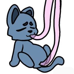 animated blue_body blue_fur content_smile domestic_cat egg egg_in_ass egg_insertion eggs_in_belly felid feline felis feral fur male mammal neck_bulge nyecenic oviposition solo swallowing_eggs