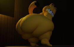 3d 3d_model 3d_render anthro ass blender dumptruck_ass fat fat_ass feline feline furry furry_only garfield_(series) garfield_the_cat half-closed_eyes huge_ass looking_at_viewer looking_back male male_only multicolored_fur obese orange_fur pink_nose showing_off tail xeytech