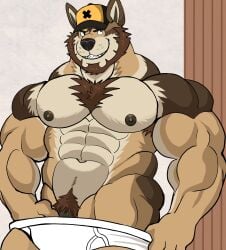 anthro balls bara barazoku bulge darknaigart flaccid furry male male_only muscles muscular penis solo solo_male underwear underwear_only