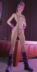 bedroom bedroom_eyes blush blush boobieb0mb boots breasts clothed clothed_female clothing female female_only fingerless_gloves fortnite functionally_nude functionally_nude_female gloves hands_on_hips hope_(fortnite) long_socks multicolored_hair one-piece_swimsuit pussy see-through see-through_clothing see-through_one-piece_swimsuit see-through_swimsuit shiny shiny_skin smile smiling smiling_at_viewer solo solo_female sweat sweatdrop sweating sweaty swimsuit