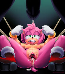 5_fingers amy_rose anus ass blush bondage boots breasts couple cum cum_drip cum_in_pussy cum_inside cum_on_anus cum_on_ass cum_on_body cum_on_tail cum_string eyelashes female footwear forced gape gloves green_eyes hedgehog kusarikami lipstick looking_up makeup male mammal navel nipples penis plain_background precum pussy restrained rings rope saliva sega shiny_skin smile smiling sonic_(series) sonic_team spread_legs spread_pussy straight tail tape tied vagina