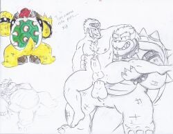 anal anal_sex anthro balls bara big_penis boner bowser crossover erection ganondorf gay gerudo male male_only mario_(series) monochrome muscles muscular nintendo nude penis scalie sex spread_legs super_smash_bros. the_legend_of_zelda tugfx8