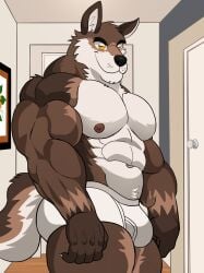 anthro balls bara barazoku bulge darknaigart flaccid furry male male_only muscles muscular penis solo solo_male underwear underwear_only