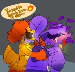 anthro blush catnap_(poppy_playtime) chaoticdream critters_(poppy_playtime) crying cum cum_inside dogday_(poppy_playtime) forced furry no_humans poppy_playtime poppy_playtime_(chapter_3) rape smiling_critters stitches tagme tears text