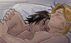 2boys after_sex aftercare blush cuddling curly_(mouthwashing) jimmy_(mouthwashing) wholesome yaoi