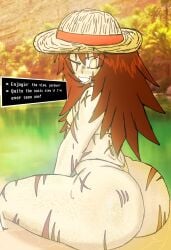 1boy bikini clover_(undertale_yellow) desert english_text femboy femboy_only looking_at_viewer luckami male male_only oasis parkretura scars sunhat text text_box undertale undertale_au undertale_yellow varmixtale