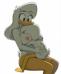 ai_generated anthro big_breasts della_duck disney duck ducktales ducktales_(2017) furry incest louie_duck mother mother_and_son nipples nude