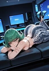 ai_generated big_ass big_butt big_thighs cute flare_pants forbidden_pants green_eyes green_hair hot huge_ass huge_butt huge_thighs lifting miyuai one-punch_man sexy sexy_body tatsumaki thick thick_ass thick_butt thick_legs thick_thighs
